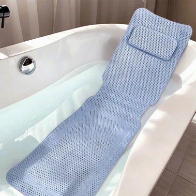 Alfombra de bañera de PVC con ventosas, alfombra de ducha antideslizante con respaldo, cojín de baño para spa en el hogar