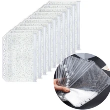 10/5 buah Kantong File PVC Transparan Berkilau Emas dengan Resleting, Desain 6 Lubang, Tersedia dalam Ukuran A5/A6/A7, Cocok untuk Buku Catatan Perjalanan, Tempat Kartu, Perlengkapan Kantor, Dapat Digunakan untuk Pencatatan Buku Harian, Pengorganisasian File, Cocok untuk Penyimpanan Buku Catatan Perjalanan dan Sampul Tambahan File, Kantong Penyimpanan Transparan Halus dengan Fungsi Pengorganisasian File dan Penyimpanan Kartu Kecil. - Set - View 2