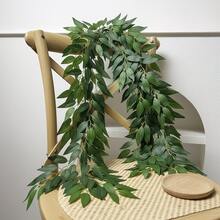 1pc Realistic Artificial Date Palm Hanging Willow Vine - Fake Green Leaf Garland With Willow Leaves - Indoor/Outdoor Wall Decor, Suitable For Weddings, Beach Parties, Gardens, Patios, Boho Home Decor, Wedding Decorations, Christmas, Thanksgiving, Halloween, Housewarming, New Year And Other Holiday Greenery - Multicolor - View 4