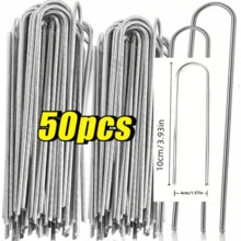Clous en U pour jardin, clous de fixation de clôture robustes, clous pour pelouse, clous de paysage galvanisés, clous de paysage galvanisés, clous de sol pour fixer les barrières de pelouse, piquets de tente de camping extérieur - Multicolore - Voir 8