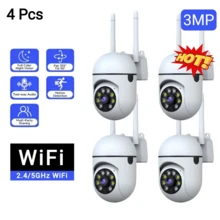 4pcs-PTZ Dual-Band (2.4G/5G) WiFi Security Cameras, Indoor/Outdoor Surveillance With Full-Color Night Vision, Two-Way Audio, AI Motion Detection & App Remote Control - 白色 - 查看 1