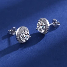 925银时尚锆石镶嵌耳环，适合女性日常佩戴和馈赠。 - 白色 - 查看 5