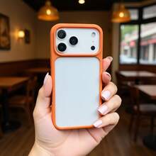 Orange-Frame Transparent Phone Case, Minimalist Drop-Resistant Full-Coverage Protective Case, Stylish Design, Compatible With Apple 17, 17 Pro, 17 Pro Max, 16, 16 Pro, 16 Plus, 16 Pro Max, 15 Pro, 15 Pro Max. - Orange - View 2