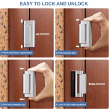 2 Pack Home Security Door Lock With Screws, Childproof Door Reinforcement Lock, Upgraded Door Latch Lock, Inside Lock To Defend Your Home And Guard Bedroom Patio, Aluminum Construction Finish, Frame Lock, Silver - Silver Security Door Lock 2-piece Set - View 11
