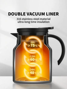 Bộ ấm pha cà phê Ả Rập bằng thép không gỉ 1000ml! Bộ 3 món bao gồm ấm giữ nhiệt chân không + 2 cốc hai lớp, chịu nhiệt và giữ lạnh, phù hợp cho gia đình/văn phòng/tiếp khách, một món quà truyền thống mang giá trị thiết thực và trang trọng. - màu đen - Xem 4