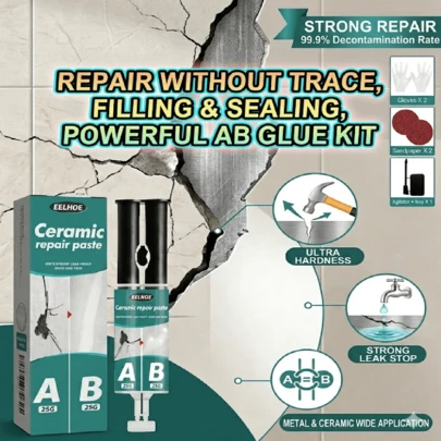 مجموعة لاصق إيبوكسي معجون إصلاح البلاط للسيراميك والبورسلين والمعدن والخشب والخرسانة، مادة حشو الشقوق ومانع التسرب لإصلاح البلاط المكسور، سريع التصلب متعدد الاستخدامات لإصلاح المنزل، لاصق إيبوكسي ثنائي المكونات