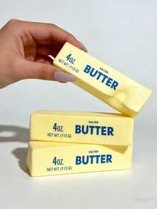 1pc Realistic Salted Butter Bar Simulation Model Ultra Soft Slow Rebound Fake Food Prop Portable Palm Size Aesthetic Desktop Ornament Flexible Squeezable Decor For Office Home Table Photo Shooting Holiday Party Display Decorations - View 1