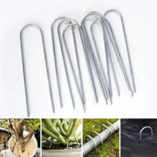 Clous en U pour jardin, clous de fixation de clôture robustes, clous pour pelouse, clous de paysage galvanisés, clous de paysage galvanisés, clous de sol pour fixer les barrières de pelouse, piquets de tente de camping extérieur - Multicolore - Voir 1