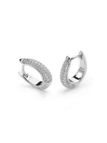 Khuyên tai vòng bằng bạc sterling 925 mạ vàng 18k kiểu dáng cổ điển sang trọng đính đá Zirconia, thích hợp cho bé gái đeo hàng ngày. - Bông tai vòng Zircon - Xem 6