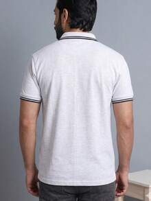 Men's Black Polo Shirt With Slim Fit And Elegant Casual Style - White - View 5