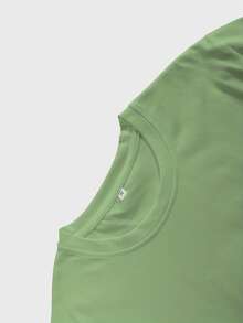 Men's New Fashion Hiphop Cherry Pattern Letter Print Round Neck Short Sleeve T-Shirt - Green - View 3
