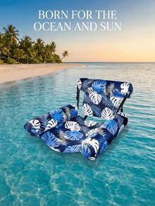 Floating Pool Lounge Chair, Adult Inflatable Pool Hammock Chair, Floating Pool Bed Chair, Floating Pool Sofa With Blue Floral Pattern, Suitable For Summer Pool Party, Inflatable Pool, Garden, Inflatable Pool Float, Travel Essential, Beach Accessory - 多色 - 查看 13