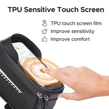 Bicycle Front Frame Bag With TPU Touchscreen Sunshade And Rain Cover, Mountain Bike Storage And Phone Holder (Suitable For Phones Under 7 Inches), Bicycle Top Tube Bag, Frame Bag, Waterproof Sports Bag, Cycling Accessories - Black - View 7