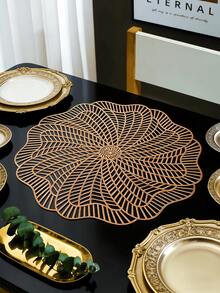 38厘米金色PVC圆形镂空花卉餐垫，家用餐桌装饰垫，酒店西餐垫，餐桌隔热装饰垫，家用防油西餐垫，婚宴餐垫，厨房餐桌隔热垫 - 彩色 - 查看 13