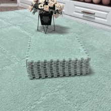 9 piezas de baldosas de alfombra gruesas entrelazadas, adecuadas para dormitorio y sala de estar, alfombra de mesita de noche, alfombra entrelazada cálida, lavable, suave y antideslizante, tamaño: 30 x 30 cm - Multicolor - Ver 3