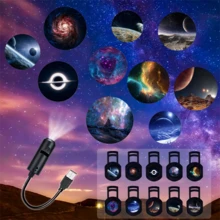 USB Powered LED Starry Sky Projector Lamp, 3/6/10 Interchangeable Projection Slides, 360° Rotation, Portable, With Ceiling Photo Background Decor, Suitable For Bedroom, Living Room And Small Night Light - USB/Galaxy Edition - View 2