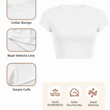 Womens Ghana Graphic Crop Shirt Polyester Fabric Short Sleeve Y2K Vintage Casual Top - màu xanh lá - Xem 6