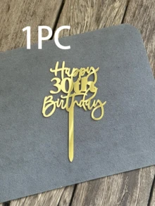 1 Stück goldener "Alles Gute zum Geburtstag" Kuchendekoration, geeignet für 18., 21., 30., 40., 50., 60., 70. Geburtstags-Tortendekoration - Mehrfarbig - Übersicht 13