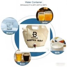 Bình đựng nước gấp gọn 8.5L có vòi, túi đựng nước di động, bình chứa nước gấp gọn dùng cho hoạt động ngoài trời, leo núi, du lịch, trường hợp khẩn cấp và dự trữ. - Màu be - Xem 4