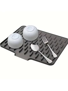 Alfombrilla de drenaje de silicona antideslizante para cocina, con diseño de drenaje integrado, resistente al calor y fácil de limpiar. Apta para encimeras, fregaderos y refrigeradores. Disponible en dos estilos para mantener su cocina seca. - Multicolor - Ver 8