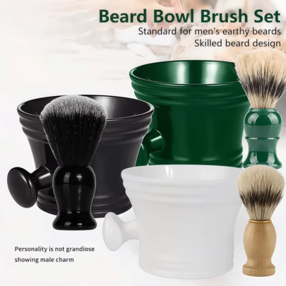 Bộ cạo râu 2 trong 1 dành cho nam, bao gồm cọ cạo râu và bát đựng bọt cạo râu, thích hợp làm quà tặng cho bạn bè, chồng, cha vào dịp sinh nhật, Ngày của Cha, các ngày lễ.