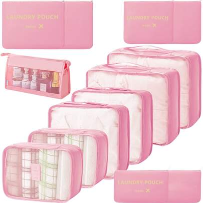 Cubos de embalaje para viajes - Bolsas organizadoras de equipaje para la familia, cubos de embalaje de viaje con malla transpirable para maletas, bolsas de viaje esenciales duraderas, bolsa para zapatos/artículos de tocador/ropa para mujer y hombre