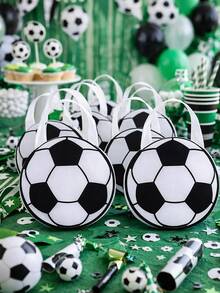 5/3/1pc Soccer Party Favor Bags, Ball Themed Party Goody Candy Bags Sport Game Treat Handbags Soccer Non Woven Gift Handbags, Soccer Goodie Gifts Bags Reusable Non Woven Football Treat Totes For Team Sports Birthday Party Supplies - A - View 3