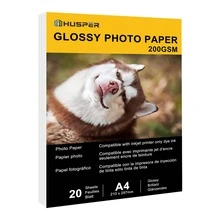 Papel fotográfico brillante HUSPER 8.3 X 11.7 pulgadas (20 hojas) - Papel de inyección de tinta A4 de alto brillo, 200 g/m², impresión de un solo lado, compatible con todas las impresoras de inyección de tinta, calidad premium para fotos y folletos - papel fotográfico - Ver 1