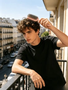 Contoured Curly Hair Styling Brush For Heatless Curls; Vented Soft Bristle Curl Defining Brush For Curly, Wavy And Thick Hair; Lightweight Massaging Hairbrush - Màu tím - Xem 4