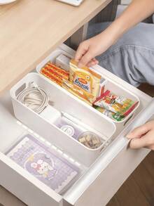 1pc Multi-Functional Plastic Storage Box, Suitable For Kitchen, Bedroom, Wardrobe, Drawer, Etc., Can Be Used As Desktop Organizer, Kitchen Storage, Office Desk Accessories, Bathroom Supplies, Room Decor, Holiday Essentials - Multicolor - View 7