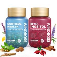 Windboss Fórmula Doble Cortisol & Myo-Inositol | Cápsulas Blandas para Equilibrio Diario, Energía y Bienestar Mental | Para Mujeres y Hombres | 90+60 Softgels - paquete 1 - Ver 5