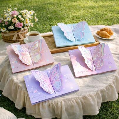 3D Pop Up Butterfly Greeting Card Aesthetic Pastel Cute Girly Card Romantic Love Gift For Birthday Valentine Mother's Day Anniversary Wedding Surprise Card With Envelope For Wife Girlfriend Mom Best Friend Coquette Room Decor Handmade Holographic Butterfly Card Sweet Message Card Gift Ready Decorative Card Party Decor Emotional Surprise Card