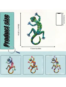 1pc/4pcs Colorful Metal Gecko Wall Decor, Waterproof & Rust-Proof, Garden Supplies, 3D Lizard Hanging Sculpture, Outdoor Garden, Fence, Yard Lighting Decoration, Housewarming Gift, Animal Lover Gift, Holiday Gift - A - View 11