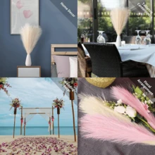 Hierba de Pampa Artificial 6 Tallos | Sin Desprendimiento, Suave de Seda, Decoración Bohemia para Hogar y Boda - Blanco, gris, negro - Ver 5