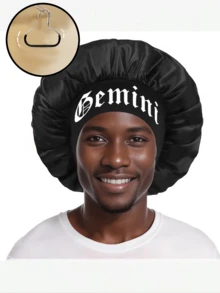 1 chiếc mũ ngủ satin nam - Mũ mềm mại chăm sóc tóc, thiết kế vành rộng, thích hợp sử dụng ban đêm và hàng ngày, màu đen in trắng, mũ ngủ, mùa hè, bãi biển, kỳ nghỉ - màu đen - Xem 11