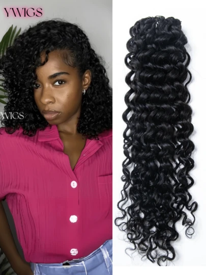 Y WIGS Tóc giả móc sợi tự nhiên, chưa qua xử lý, màu sắc tự nhiên, dài 16-20 inch, 60g, kiểu xoắn Tây Ban Nha, nút thắt kỳ diệu, mềm mại, chịu nhiệt, thích hợp cho lễ hội âm nhạc, đám cưới, sử dụng hàng ngày, tiệc tùng, Giáng sinh, Ngày của Mẹ và Ngày Valentine.