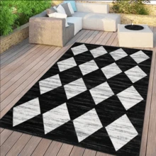 1 pieza Alfombra/Alfombra/Alfombra de área/Felpudo, Estilo Vintage Nórdico Minimalista de Lujo - Patrón de Diamante Geométrico Negro y Blanco Patchwork, Adecuado para Exteriores, Entrada, Balcón, Pasillo, Patio, Sala de Estar, Alfombra Suave Lavable a Máquina para Todas las Estaciones, Decoración del Hogar - Multicolor - Ver 9