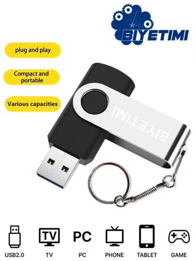 BIYETIMI 64GB 128GB High Speed USB Flash Drive 8GB 32GB 2.0 USB Stick Storage Card, USB Gift Suitable For Computer, Car, TV