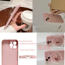 1pcs Pink Small Flower Watercolor Pattern  16 Pro Max Phone Case,Liquid Silicone Material Is Soft And Elastic, All-Inclusive Protection And Non-Slip. The Ring Bracket Can Be Used As A Portable Grip, Which Makes The Finger Grip More Stable And Reduces The Risk Of The Mobile Phone Slipping. It Can Also Be Used As A Desktop Bracket, Which Is Convenient For Watching Videos And Suitable For Personal Use And Gifts. - 粉色 - 查看 4