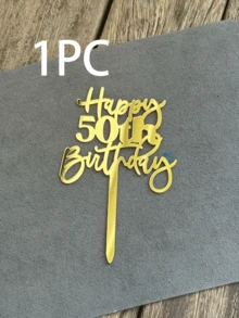 1 Stück goldener "Alles Gute zum Geburtstag" Kuchendekoration, geeignet für 18., 21., 30., 40., 50., 60., 70. Geburtstags-Tortendekoration - Mehrfarbig - Übersicht 11
