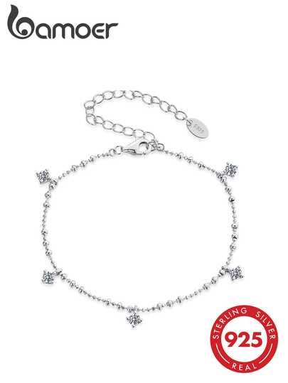 bamoer Joyería de lujo de plata de ley 925 con moissanita brillante de Baomor, regalo de Año Nuevo y Día de San Valentín para la novia