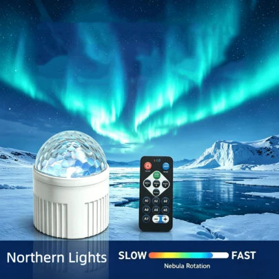 1 đèn chiếu cực quang, điều khiển từ xa, dùng nguồn USB, có thể điều chỉnh độ sáng, xoay tạo không gian ngủ lãng mạn, đèn LED chiếu cực quang, thích hợp cho phòng ngủ, trang trí phòng, quà tặng tiệc tùng.