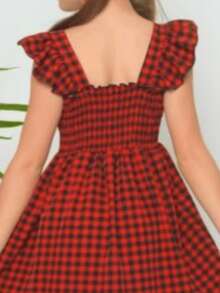 Girls' Checkered Dress For June Festivals, Children's, Ruffled, Elastic Straps, Lastex Back, Comfort, Perfect Fit, Casual Style, Elegant, Children's Ages 4, 6, 8, 10, 12 Years, Modern Clothing, Fashionable Look, School, Outings, June Festivals, Arraial, São João, July Festivals, Quadrilha, Quermesse, Lightweight, Breathable, Loose Fit, Classic, Timeless Design, Flared Dress, Checkered Print, Visual Highlight, High Quality, Premium Finish, Soft, Durable Fabric, Adjustable Fit, Children's Fashion, European, Versatile, Everyday, Complete Look, Stylish Girl, Comfortable, Practical, Easy To Wear, Charming Look, Ideal Gift, Birthday, Special Dates, Children's Photography Clothing, Sophisticated Appearance, Movement, Lightness, Elegance, Satisfaction Guarantee, Secure Purchase, Limited Stock, High Demand - 紅色 - 查看 3