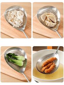 1 Muỗng có rãnh bằng thép không gỉ - Chịu nhiệt (662°F), Lọc chống rò rỉ, Muỗng múc dầu cỡ lớn, Thích hợp cho mì, bánh bao, Lưới lọc chống bỏng, Áp dụng cho lẩu và nhà bếp - Nhiều màu - Xem 8