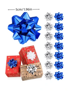 30/50/100/200pcs Valentine's Day Gift Bows 2"/3", New Year Ribbon Bows Gift Packaging Self-Adhesive Small Gift Bows Combination Star Metal Bows Holiday Gift Box (Random Color) - Bow Star Flower - View 10