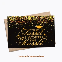 1/6-Pack Elegant Class Of 2024 Graduation Cards Set - Black & Gold Glitter "Tassel Was Worth The Hassle" & Congratulations Designs - Assorted Graduation Thank You Notes With Envelopes For Graduates - View 15