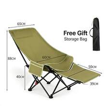 1pc Foldable 2-In-1 Camping Cot Chair, Adjustable Sleeping Recliner With Detachable Footrest, Adult Outdoor Portable Leisure Chair Bed With Storage Bag, Suitable For Fishing, Hiking, Camping, Memorial Day Outdoor Gear, Road Trip Essentials, Backyard Relaxation - Multicolor - View 9