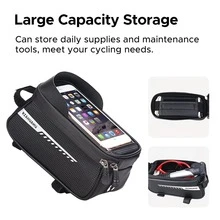 Bicycle Front Frame Bag With TPU Touchscreen Sunshade And Rain Cover, Mountain Bike Storage And Phone Holder (Suitable For Phones Under 7 Inches), Bicycle Top Tube Bag, Frame Bag, Waterproof Sports Bag, Cycling Accessories - Black - View 10