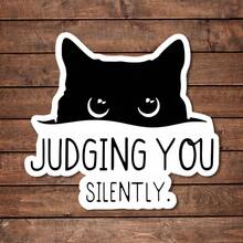 1 pieza Pegatina divertida, Pegatina de gato negro con texto en inglés, Decoración inspiradora y grafiti interesante, Adecuada para portátil, botella de agua y cuaderno - Multicolor - Ver 5
