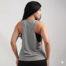 Women's Basic Plain Tank Top, Soft Touch Fitness Shirt - Light Grey - View 1